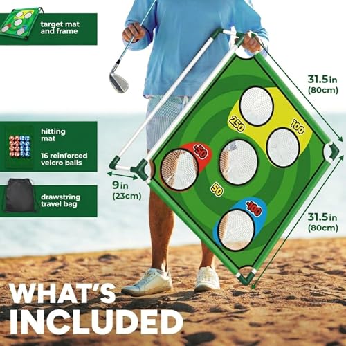 Golf Chipping Game – Portable Golf Game for Adults & Family, Indoor Outdoor Backyard Lawn Games, Foldable Practice Set with Carry Bag, Fun Golf Games for Adults, Ideal Gift for Adults