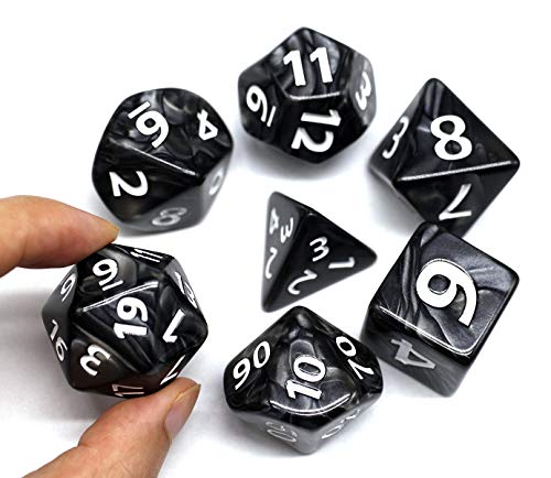 Dungeons and Dragons D&D Giant Black 25mm Polyhedral Dice Set - RPG Dice Bag, Pathfinder, MTG - color: Black