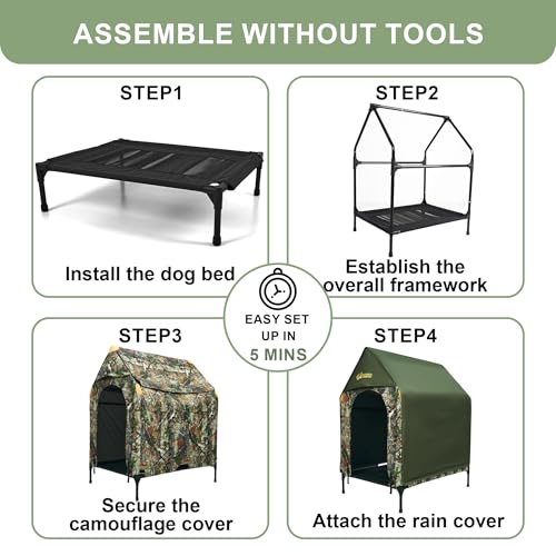 Dog House, Outdoor Dog Kennel with Roof, Mesh Windows, 900D Scratch-Resistant Oxford Cloth Bed Surface, Comes with Detachable Waterproof Rain Cover with UPF 50+ Sun Protection, S - style: Modern