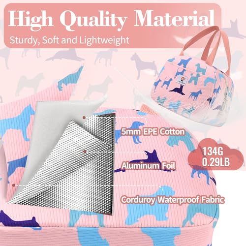 CaCTOUR Lunch Bag Kids,Cute Lunch Box for Kids Boys Girls,Portable Mini Cooler Bag,Small Insulated LunchBox Reusable Corduroy Lunch Tote for School/Travel/Picnic/Work (Dog) - color: D-Dog