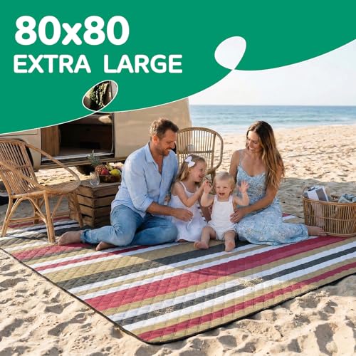 Waterproof Beach Blanket Picnic Outdoor Camping Mat Christmas Xmas Birthday Cool Practical Gift Mother Day Mom Big Sister Law Soul Bestie Best Aunt Hostess Regalos de Navidad Para Mujer Mama Abuela - color: Multi Brown