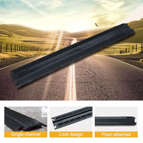 Heavy-Duty Cable Protector Ramp with Lock Buckle - 2-Pack Durable Rubber Hose & Cord Cover for Sidewalks, Prevents Trip Hazards, Ideal for Outdoor Use