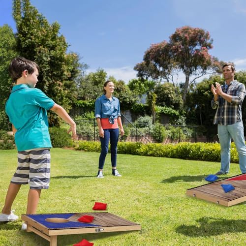 Wooden Cornhole Board Set with Bean Bags, Choose 2x1.3 ft Corn Hole Boards, Portable Outdoor & Indoor Toss Game Sets for Kids Adults and Family Party Camping Equipment