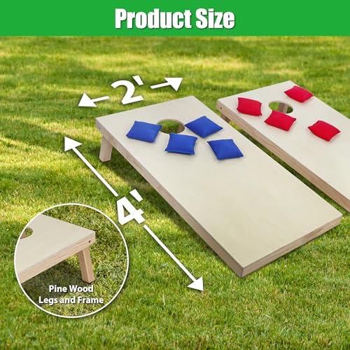 Nova Microdermabrasion 4x2Ft or 3x2Ft Solid Wood Cornhole Game Board with 8 Bean Bags and Carrying Case for Outdoor Yard Beach Lawn Party Backyard - style: Regulation Size 4×2ft