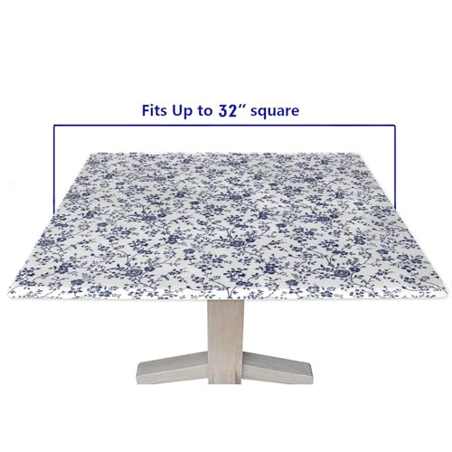Square Fitted Tablecloth with Elastic 36x36 in Outdoor Tablecloths Elastic Table Cloth for Tables Waterproof Wipeable Table Cover for Picnic Camping Dinner - color: Blue, size: 36x36(Square)