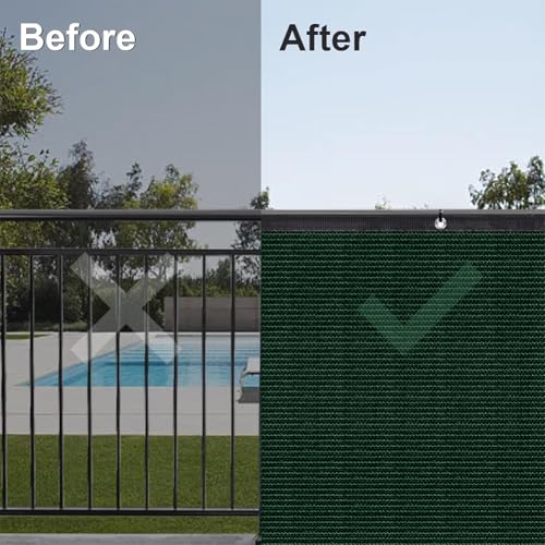 LITA 4' x 90' Garden Privacy Fence Screen Cover (HDPE) UV Protection Weather-Resistant Heavy Duty Shade Cover for Deck, Patio, Backyard, Outdoor Pool, Porch, Railing, Dark Green, Customizable - size: 4 x 90 Feet