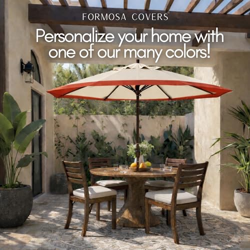 Formosa Covers - 9ft Market Patio Umbrella Replacement Canopy - 8 Ribs Top Canvas - 300D UV Protective and Water Resistant Umbrella Fabric - Premium Quality Replacement Canopy Cover ONLY (Duet Red) - color: Duet Red