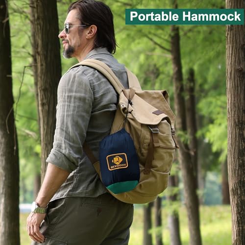 Camping Hammock with Net,Travel Portable Lightweight Hammocks with Tree Straps and Solid D-Shape Carabiners,Parachute Nylon Hammock for Outsides Backpacking Beach Backyard Patio Hiking - color: Navy Blue & Dark Green, size: Large