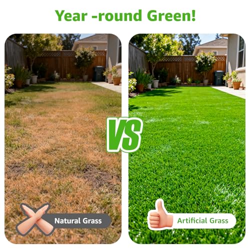 Artificial Turf Grass Outdoor - Synthetic Fake Grass Rug with Drainage Holes for Patio, Balcony, Backyard - Pet Friendly Dog Turf Mat & Easy to Clean (3.2Ft x 6.5Ft) - size: 3.2FT x 6.5FT