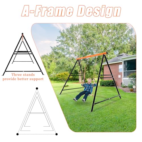 Swing Stand Frame, 550lbs Weight Capacity Swing Stand, Heavy Duty A-Frame Swing, Single Swing Frame for Yoga Hammock Saucer Baby Porch Swing(Swing NOT Included),Orange - color: Orange