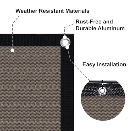 LOVE STORY 5'x10' Fence Privacy Screen Outdoor Mesh Fencing Covers Screen Fence Wind Block with Grommets for Patio Garden Wall Backyard, Brown (We Make Custom Size) - color: Brown, size: 0 5'x1 0'