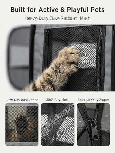 UWE Extra Large Small Animal Playpen, XL Portable Pet Playpen for Rabbit, Kitten, Guinea Pig, Hamster, Puppy – Waterproof Foldable Mesh Tent with Zipper Cover, Indoor Outdoor Use, Dark Grey - color: Dark Grey