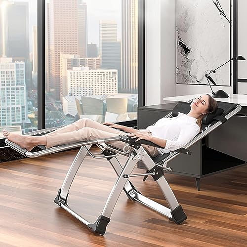 DoCred Zero Gravity Chair, Lawn Recliner, Reclining Patio Lounger Chair, Folding Portable Chaise with Detachable Soft Cushion, Cup Holder, Headrest - color: Chair With Pad, style: Zero Gravity Chair
