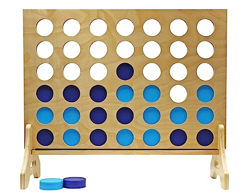 Tailgating Pros Premium Giant Four in a Row with Carrying Case - Jumbo Oversized Outdoor Yard Game - Connect Multiple Pucks in a Row to Win - Many Puck Colors Available! - color: Blue / Turquoise