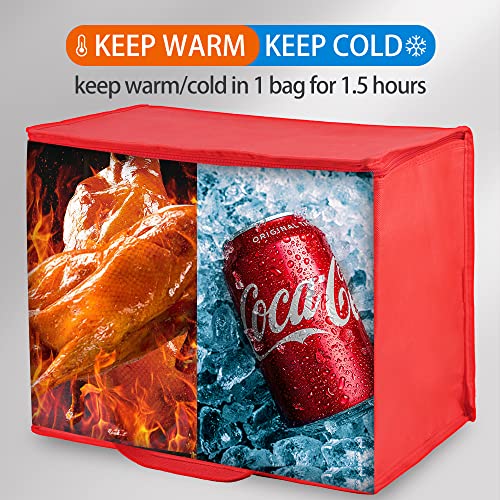 Bodaon 4-Pack Insulated Reusable Grocery Bag, X-Large Cooler Bag for Picnic, Food Delivery Bags, Insulated Pizza Delivery Bags, Red - color: Red, size: X-Large