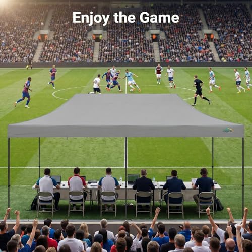 COBIZI 10x20 Heavy Duty Pop Up Canopy Tent with 6 Sidewalls Thicken Frame, Commercial Easy Up Outdoor Wedding Party Tents, All Season Waterproof Windproof with Stakes Sandbags Ropes Roller Bag, Gray - color: Gray, size: 10x20