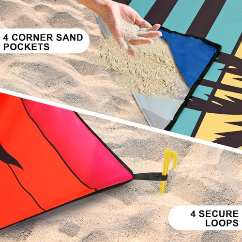 HIHOHO Beach Blanket Waterproof Sandproof Extra Large Beach Mat 79" X 83"/120"x108"for 1-8 Adults Quick Drying Durable Outdoor Picnic Mat for Beach Travel Camping Hiking - color: Coconut Tree-striped Sunrise, size: 79" X 83"（1~3 person）