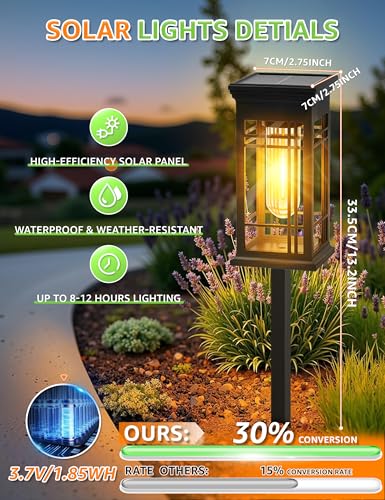 8 Pack Solar Lights Outdoor Waterproof, Bright Solar Pathway Lights with Auto On/Off, Weatherproof Garden Landscape Lighting for Yard Patio Walkway Lawn Decor - size: 8 Pack