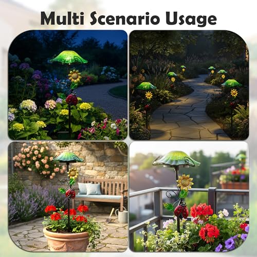 Solar Outdoor Lights Decorative Solar Glass Mushroom Lights Waterproof LED Green Garden Stake Light for Walkway Pathway Lawn Patio Yard Decorations. - color: Green