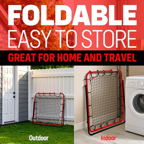 Soccer Rebounder Rebound Net, Kick-Back 3X3FT | Football Training Gifts, Aids & Equipment for Kids Teens & All Ages, Portable, 6 Adjustable Angles