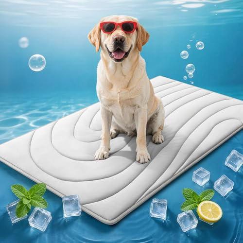 Cooling Mat for Dogs, 59" x 40" Self-Cooling Dog Bed with Arc-Chill Technology 3.0, Non-Slip Washable Pet Cooling Pad for X-Large Dogs, Indoor Outdoor Kennel Floor Use - Grey - color: Grey, size: X-Large(59" x 40")
