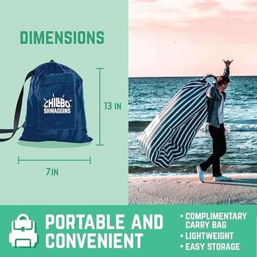 Chillbo Inflatable Couch – Unique Designs - No-Pump Setup, Ripstop Polyester, Stability Pegs, Fun Prints - Portable Air Inflatable Lounger for Beach, Camping, Festivals, and Tailgating - color: Nautical Blue, size: Large
