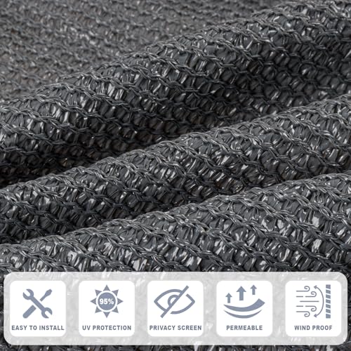 Cool Area Sun Shade Cloth with Grommets 3/4/6/8/10/12/16/20 FT Shade Panel Shade Tarp Screen Fabic for Outdoor Patio Pergola Cover Deck Garden, 6x8 FT, Dark Grey - color: Dark Grey, size: 0 6'X0 8'