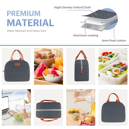 Lunch Bag for Women & Men Adult Insulated Lunch Box, Small Leakproof Cooler Food Lunch Containers Reusable High Capacity Lunch Tote Bags for Work, Travel, Outdoor (Navy Blue) - color: Navy Blue