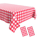 2 Packs Red Gingham Picnic Tablecloths 54 * 108 Inch Red and White Checkered Table Cloths Disposable Red Checke Rectangular Table Plastic Tablecloths for Party - color: Red Gingham, size: 54" x 108" Rectangular (2 Pack)