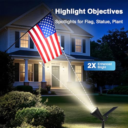 Solar Lights Outdoor Waterproof IP65,6500K Super Bright LED,2 Lighting Modes, Solar Powered Yard Garden Solar Spot Lights for Flag Landscape Auto On/Off-4 Pack - color: Cool White, size: 4 Pack