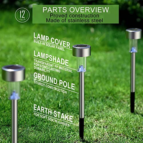 Dream Master Solar Lights Outdoor Waterproof, Stainless Steel LED Landscape Lighting, Solar Garden Lights, Outdoor Christmas Decorations for Yard, Pathway, Walkway, Patio, Lawn - 12Pack(Warm White) - color: Warm White, size: 12 Pack