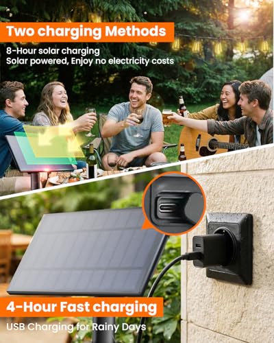 VOLIVO 54FT ST38 Solar String Lights Waterproof,Patio Lights Solar Powered with Remote & USB Port 16+1 LED Shatterproof Bulbs 8 Light Modes, Dimmable Solar Light for Camping Backyard Garden - size: 54 FT(16 Sockets)