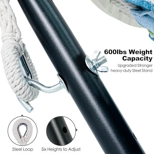 GAFETE Double Hammock with Stand for Outside, Upgraded Spreader Bar, Heavy Duty Space Saving Steel Stand 2 Person, Convenient Pockets, Easy Assembly, 600lbs Weight Capacity, Indoor & Outdoor (Lagoon) - color: Lagoon