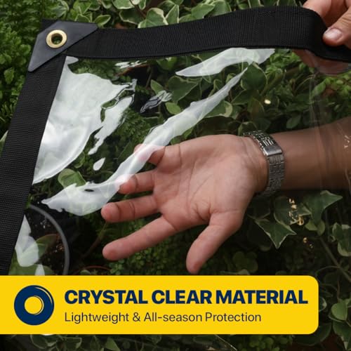 Seal Skin Covers Waterproof Clear Tarp 20x30 FT, 20 Mil 18 OZ 560 GSM Heavy Duty Transparent Vinyl Tarpaulin with Grommets - size: 20' X 30'