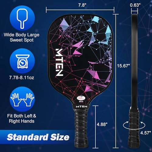 Pickleball Paddles Set of 2 or 4, or Single Paddle – USAPA Approved Fiberglass Surface Pickleball Rackets Set for Men & Women - color: Black*1