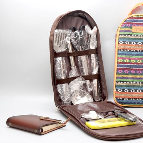 NatSumeBasics Camping Travel Cooking Utensils Organizer Travel Bag Portable Pouch for BBQ Camp Cookware Kitchen Kit - style: Only 1pc Brown Bag