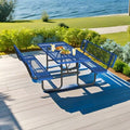 72" Rectangular Metal Picnic Tables for Outdoors with Backrest Seats Umbrella Hole - Coated Steel Heavy Duty Commercial Grade Table, Patio Rectangular Furniture Set for a Lifetime, Blue - color: Blue-backrest