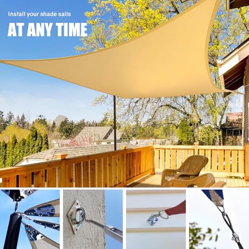 NEREUS Sun Shade Sail Hardware Kit with 12FT Vinyl Coated 304 Stainless Steel Wire Rope for Triangle Rectangle Sun Shade Sail Installation, Shade Sail Installation Kit for Outdoor Patio Garden