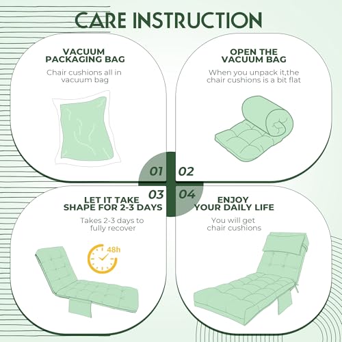 Outdoor Chaise Lounge Chair Cushion, Waterproof Outdoor Chair Cushions for Patio Furniture, 71 x 21 x 4 Inches Replacement Chaise Lounge Cushion with Ties (Green) - color: Green