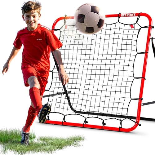 Soccer Rebounder Rebound Net, Kick-Back 3X3FT | Football Training Gifts, Aids & Equipment for Kids Teens & All Ages, Portable, 6 Adjustable Angles