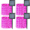 QITONG 4 Pack Solar Fairy Lights, Each 33ft 100 LED Pink Christmas String Lights Outdoor Waterproof, 8 Modes Copper Wire Twinkle Mini Lights - color: Pink, size: 4Pack*100LED