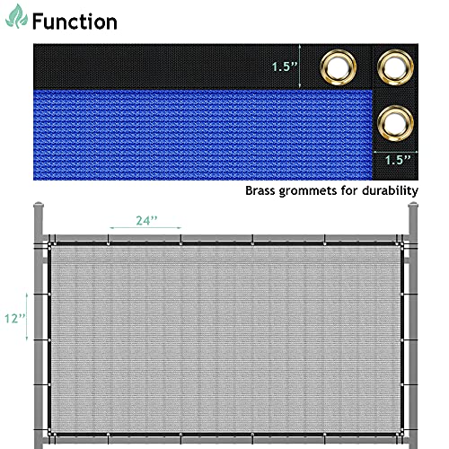 SunnyRoyal 6' x 3' Blue Privacy Fence Screen Heavy Duty Windscreen Mesh Fencing Shade Fabric with Brass Grommets for Outdoor Fence Garden Patio Swimming Pool - color: Blue, size: 6' x 3'