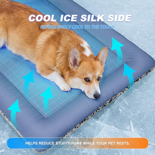 Self Warming Cat Bed, Reversible Warming Cooling Cat Bed, Winter Warm Cats Pad & Summer Cooling Cats Mat, Soft Pet Mat for Kitty & Small Dogs, Perfect for Crates, Beds, Sofas, Dark Blue, 24"x36" - color: Dark Blue, size: 24"x36"
