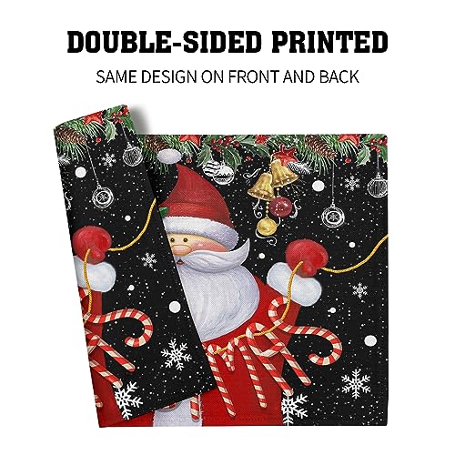 Christmas Placemats Set of 4, Funny Santa Claus Xmas Snowflake Table Mats Washable Heat Resistant Winter New Year Holiday Decor and Supplies for Home Party Kitchen Dining Table 12×18 Inches - color: Santa Claus