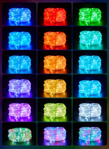 Brightown Solar String Lights Outdoor Waterproof, 18 Colors Changing 39FT Fairy Rope Light Solar Powered with Remote, 100 LEDs Multicolor Trampoline Light Rope Lighting for Outside Christmas Party - color: ‎Multicolor, size: 100 LED