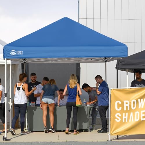 CROWN SHADES Pop Up Canopy Tent, 8x8 Commercial Canopy Tent with 4" Wheels, 4 Upgraded Weights, Patented Centerlock, 400D Strength Oxford Fabric, Sto'N Go Bag, Blue - color: Blue, size: 8x8