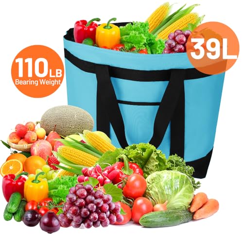 Insulated Reusable Tote Bag for Grocery Shopping for Women/Men, Pizza/Food Delivery Bag to Keep Food Cold/Hot for Commercial Food Transport, Cooler bags for Travel/Beach/Picnic, Blue - color: Blue, size: Non-Waterproof