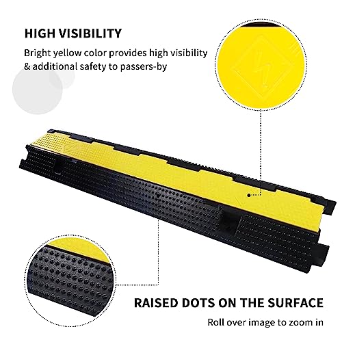 Cable Ramp Cable Protector Ramps Wire Hose Protective 1 Channel Traffic Rubber Plastic Cord Cover Speed Bump for Asphalt Concrete Gravel Driveway Outdoor, 3 Packs - color: 1 channel-3 pack