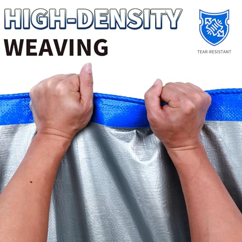 Tarp 8x12 Feet, 7 Mil Thick Waterproof Poly Tarps Cover UV Resistant, Rip & Tear Proof with Metal Grommets Every 20 Inche (Blue/Silver) - color: Blue/Silver, size: 8x12 Ft