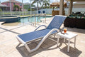 PURPLE LEAF Patio Chaise Lounge Chair Set Outdoor Plastic Textilene Lounger with Side Table 6 Adjustable Positions Sun Bathing Tanning Recliner for Pool Outside Beach in-Pool Lawn Poolside, Navy Blue - color: Navy Blue, style: 1 chair(w/Arms) + 1 table